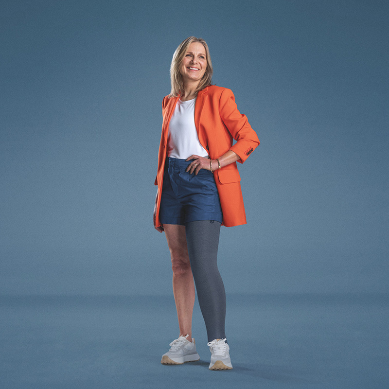 A woman wearing a JOBST Confidence garment with Contour Fit Technology. A woman wearing a JOBST Confidence garment with Contour Fit Technology.